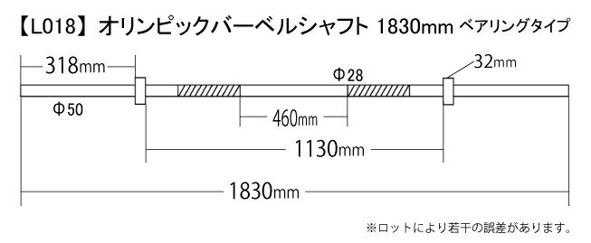 楽天市場】オリンピック用 バーベルシャフト 1830ミリ ベアリング