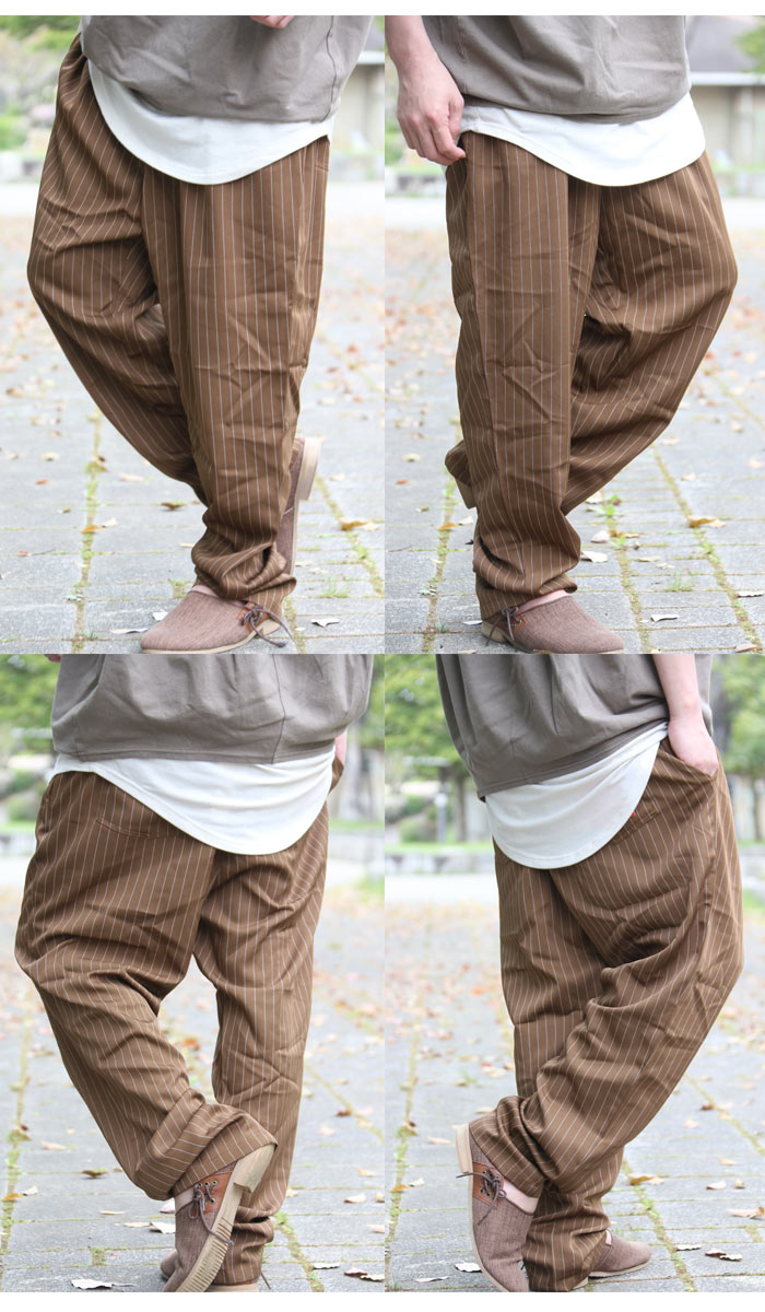 GUILTY PARTIES ブラウン ストライプ テーパードパンツ GUILTY PARTIES