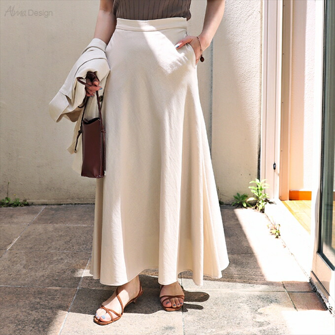 楽天市場】リネンブレンド マーメイド フレア スカート レディース