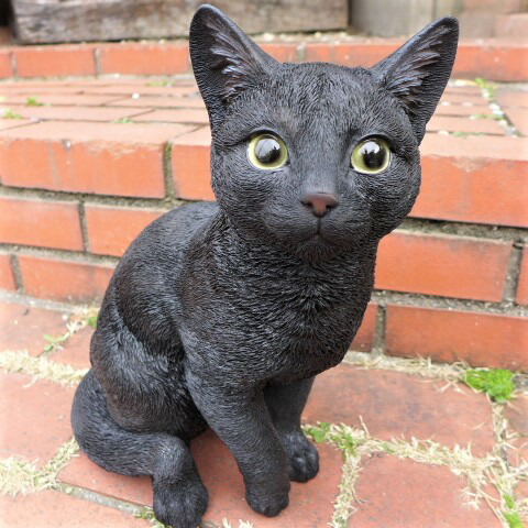 楽天市場】猫の置物 くろ猫 黒猫 N13445 キャット ガーデン