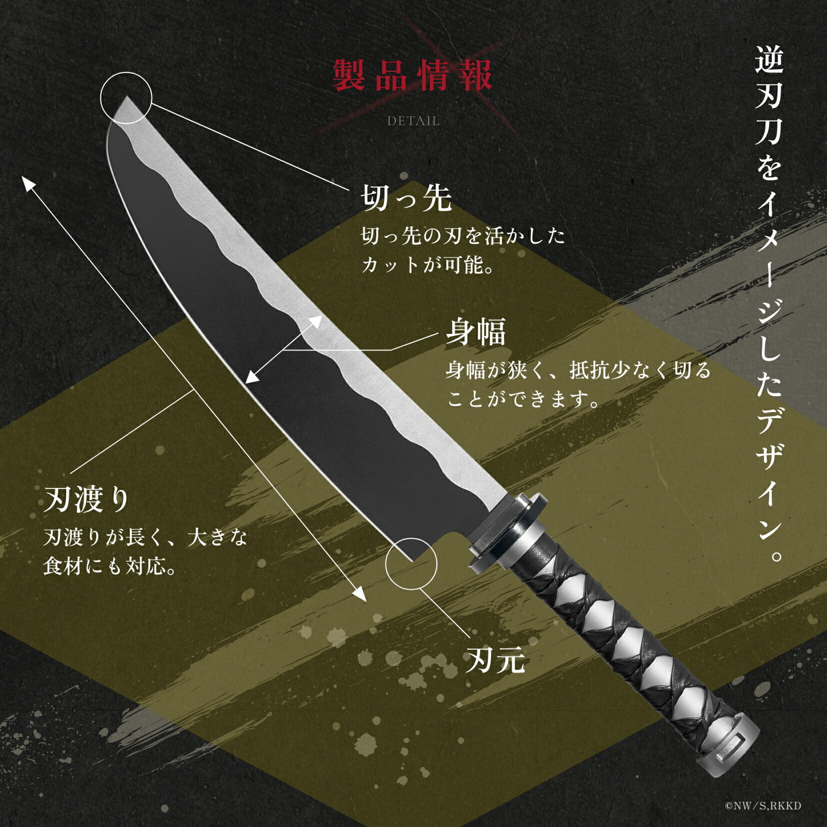 楽天市場】GARRACK ギャラック るろうに剣心×NiNJA 逆刃刀包丁 牛刀