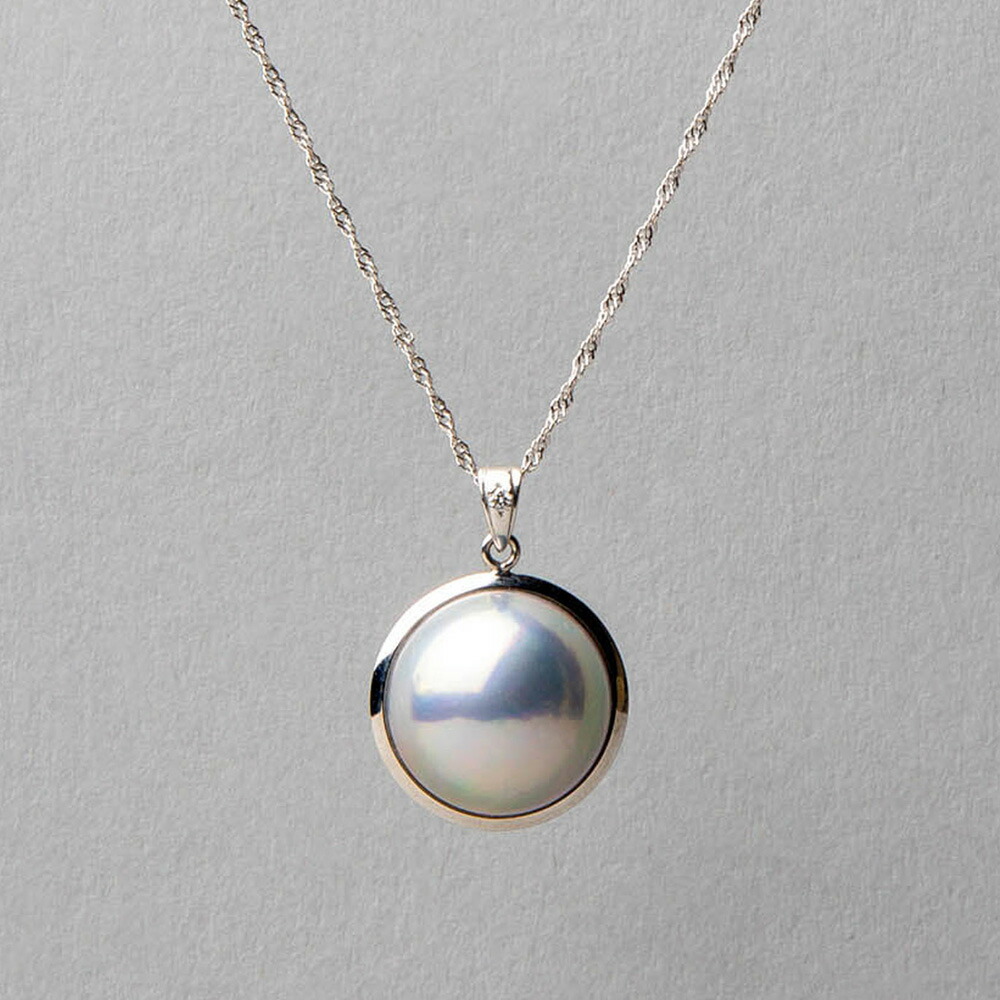 楽天市場】マベ真珠 ペンダント 13mmUP K18WG パールネックレス 普段