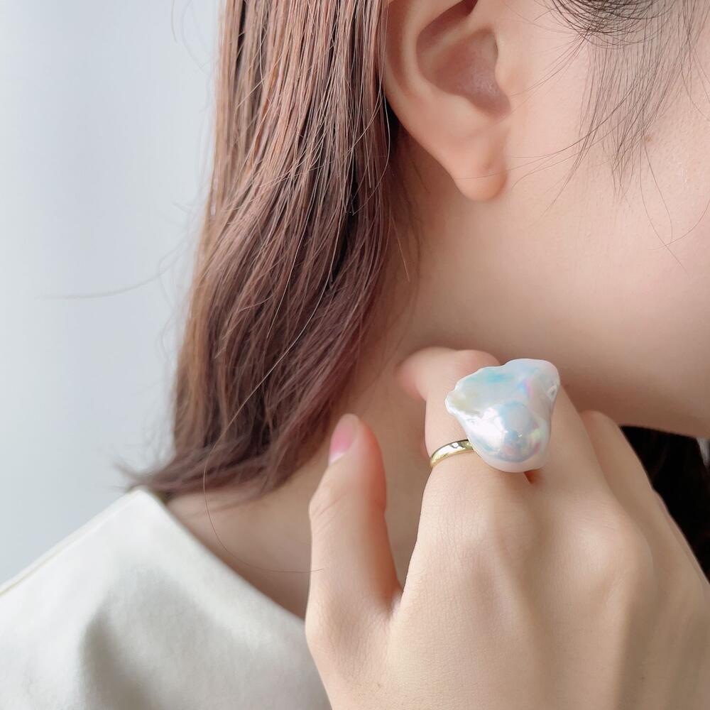 楽天市場】《Unique+ 》淡水真珠 リング 20mmUP K18YG バロック パール