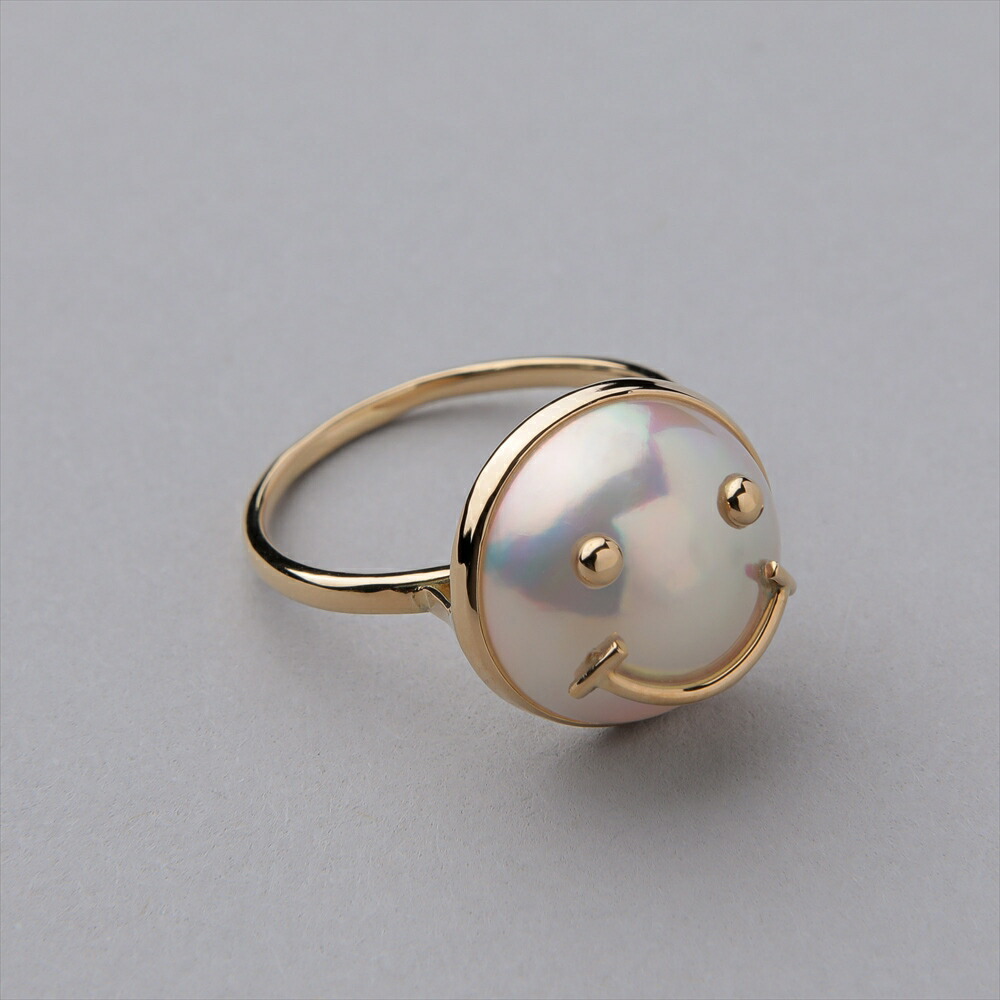 楽天市場】マベ真珠 スマイルリング 13mmUP K18YG オーロラホワイト