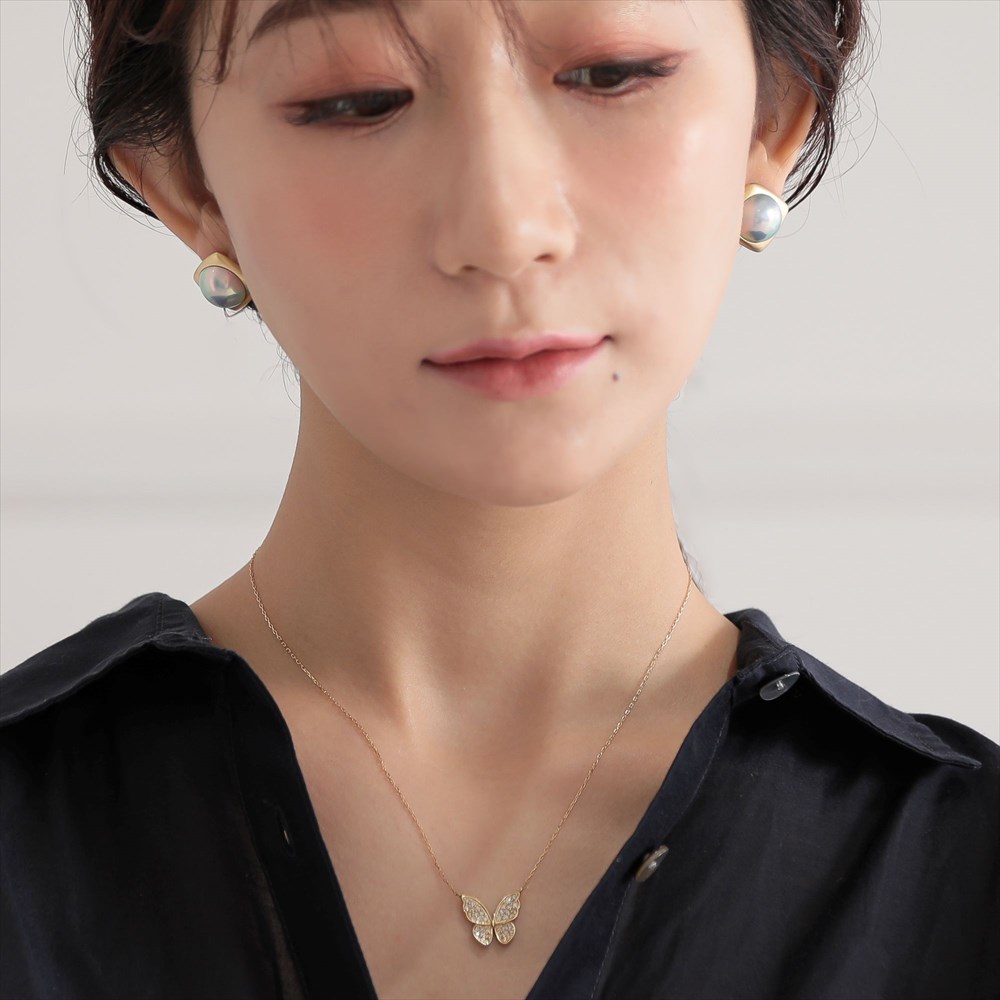 楽天市場】マベ真珠 スクエア ピアス 12mmUP K18YG オーロラブルー