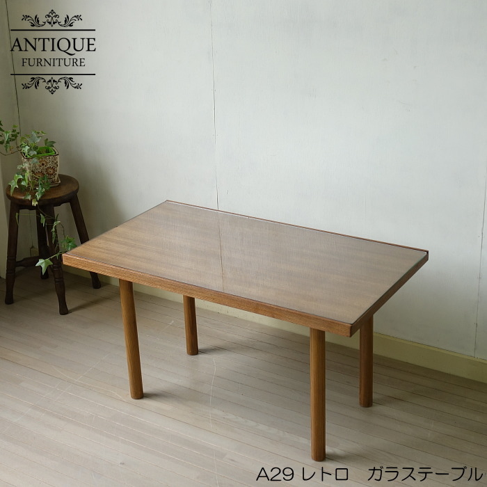 楽天市場】レトロ ガラステーブル /古材/アンティーク/ヴィンテージ