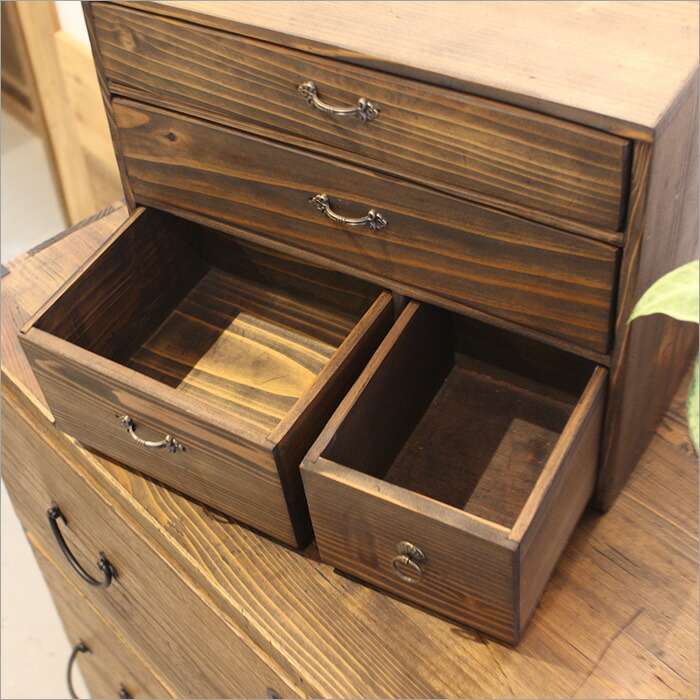 楽天市場】日本製 小引き出し アンティーク 木製 杉 3段 姫タンス 小