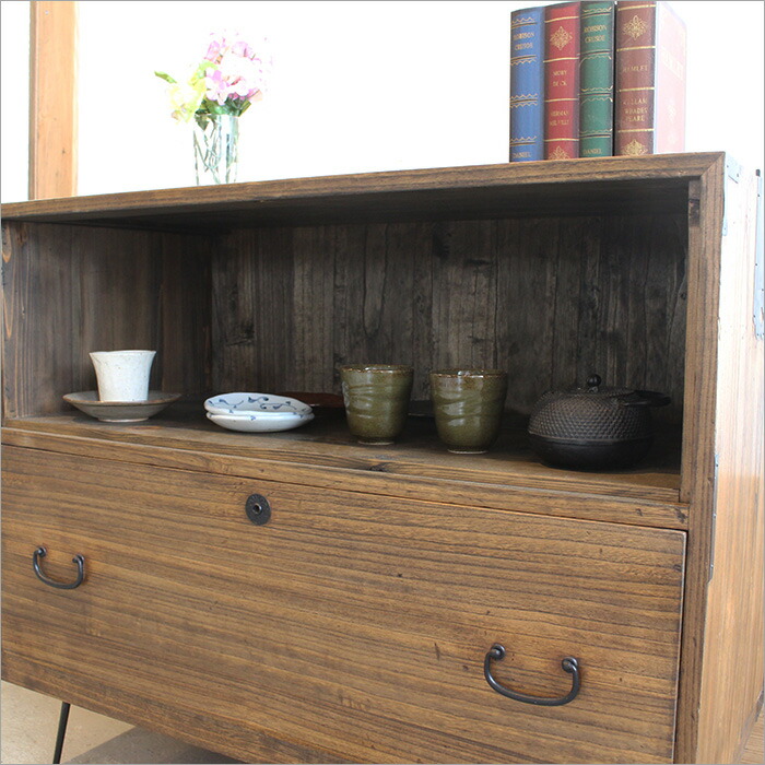 楽天市場】和箪笥 チェスト リメイク品 2段 幅88cm 奥行42cm