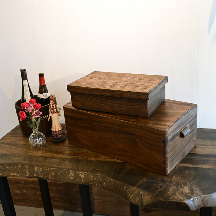 楽天市場】木箱 ふた付き 木の箱 アンティーク おしゃれ 収納ボックス
