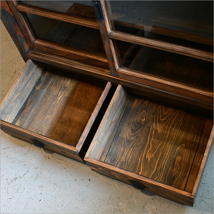 楽天市場】ガラスキャビネット アンティーク 食器棚 飾り棚 リメイク品