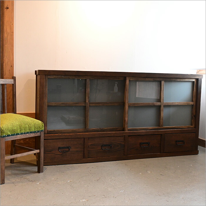 楽天市場】水屋箪笥 リメイク 食器棚 幅175cm 昭和初期 古民家家具