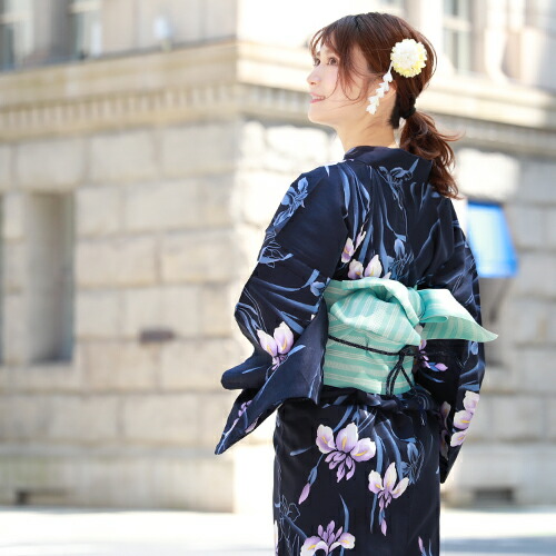 楽天市場】浴衣 セット レトロ 高級変わり織り綿浴衣3点セット「紺地に