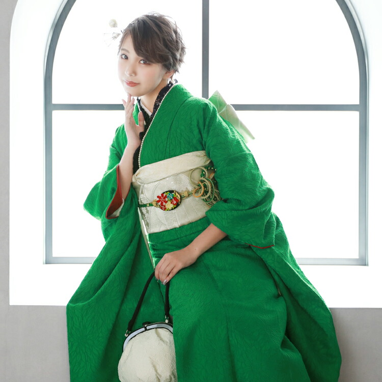 楽天市場】最大20日間レンタル 振袖 レンタル 緑 成人式 グリーン 1月