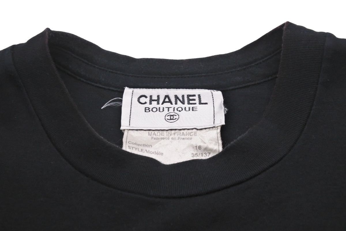 シャネル CHANEL スウェット Tシャツ ブラック ゴールド XL サイズ