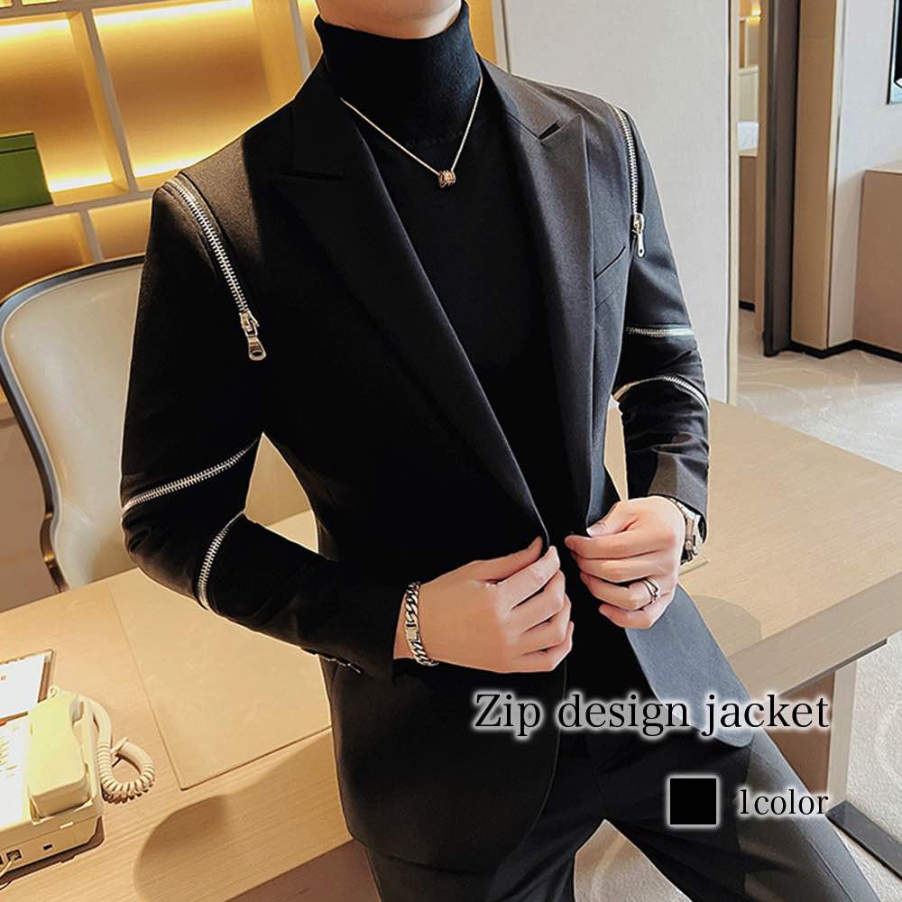 楽天市場】テーラードジャケット メンズ ジップデザインジャケット