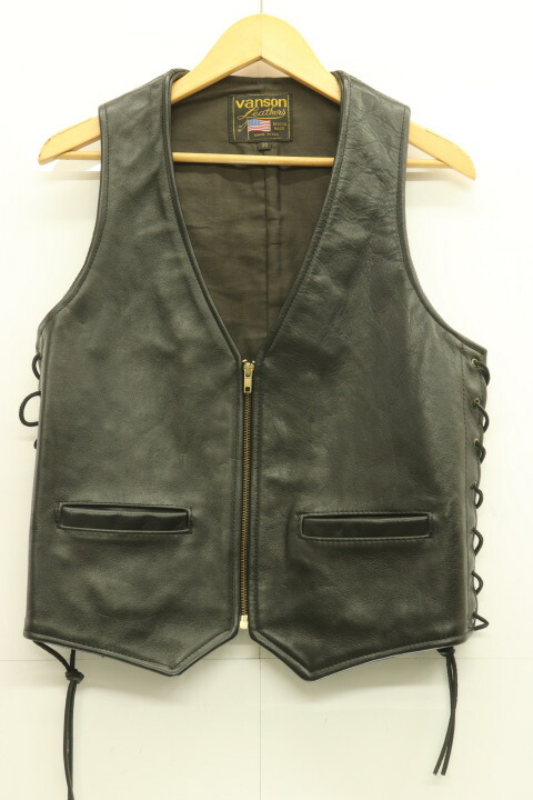 楽天市場】【中古】VANSON メンズベスト ジレ 36 USA製レザーベスト