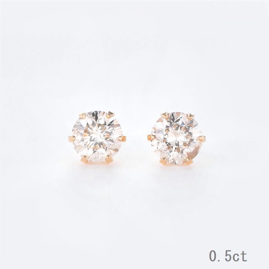 楽天市場】ダイヤモンド ピアス 一粒 K18 0.5カラット 両耳用 イエロー