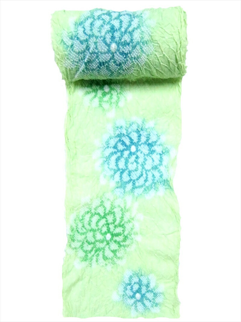 楽天市場】有松 絞り 反物・No.965 うす黄緑地・キク柄 : 浴衣・着物の