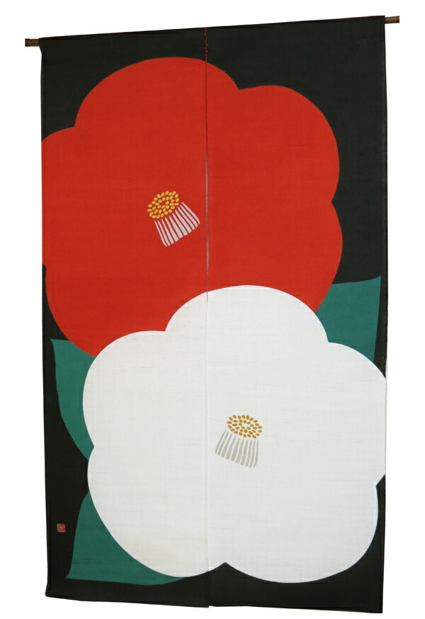 楽天市場】和風のれん・紅白椿（お正月暖簾）/ 京都 洛柿庵/ おしゃれ