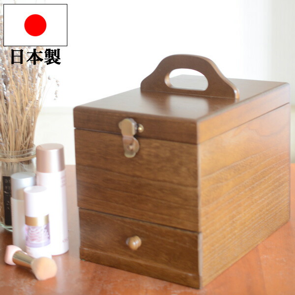 楽天市場】『 木製コスメボックス 』( 大容量 鏡付き ミラー付き