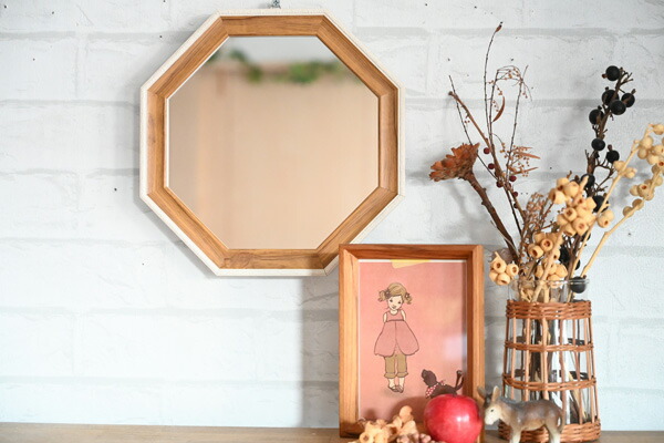 楽天市場】八角形型のおしゃれな壁掛け・卓上兼用ミラー『ナチュラル