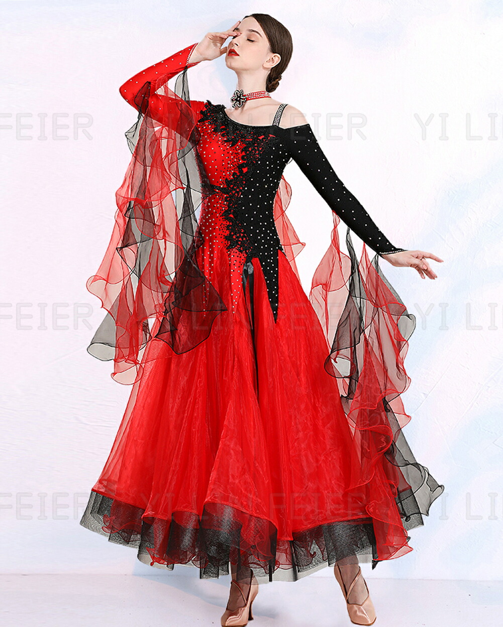 楽天市場】社交ダンス衣装 社交ダンスドレス 2色の合わせ組み