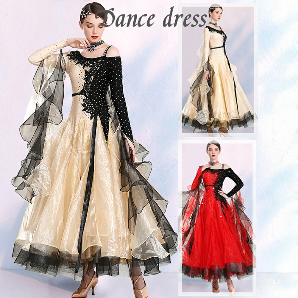 楽天市場】社交ダンス衣装 社交ダンスドレス 2色の合わせ組み