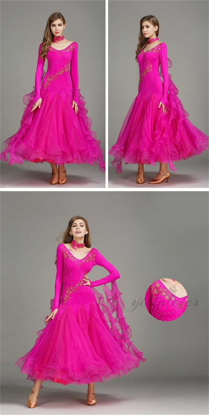 楽天市場】社交ダンスドレス 社交ダンス練習着 フロント付き長袖