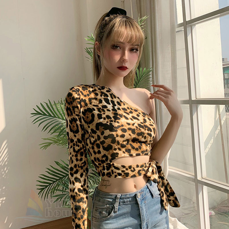 楽天市場】ヒョウ柄ダンス衣装 トップス へそ出し 長袖 カットソー