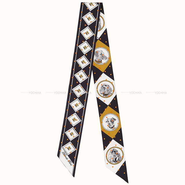 楽天市場】HERMES エルメス ツイリー 首輪と犬 プリュムティ ドット 黒