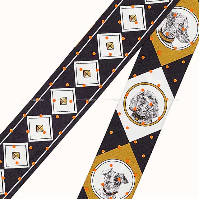 楽天市場】HERMES エルメス ツイリー 首輪と犬 プリュムティ ドット 黒