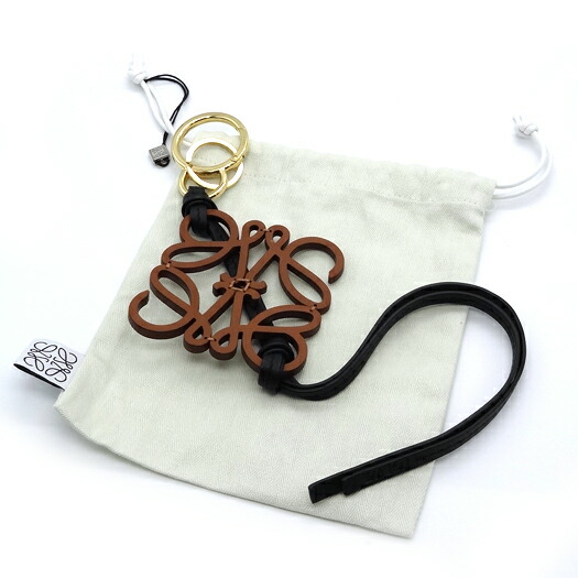 楽天市場】ロエベ アナグラム チャーム カーフレザー タン ブラック