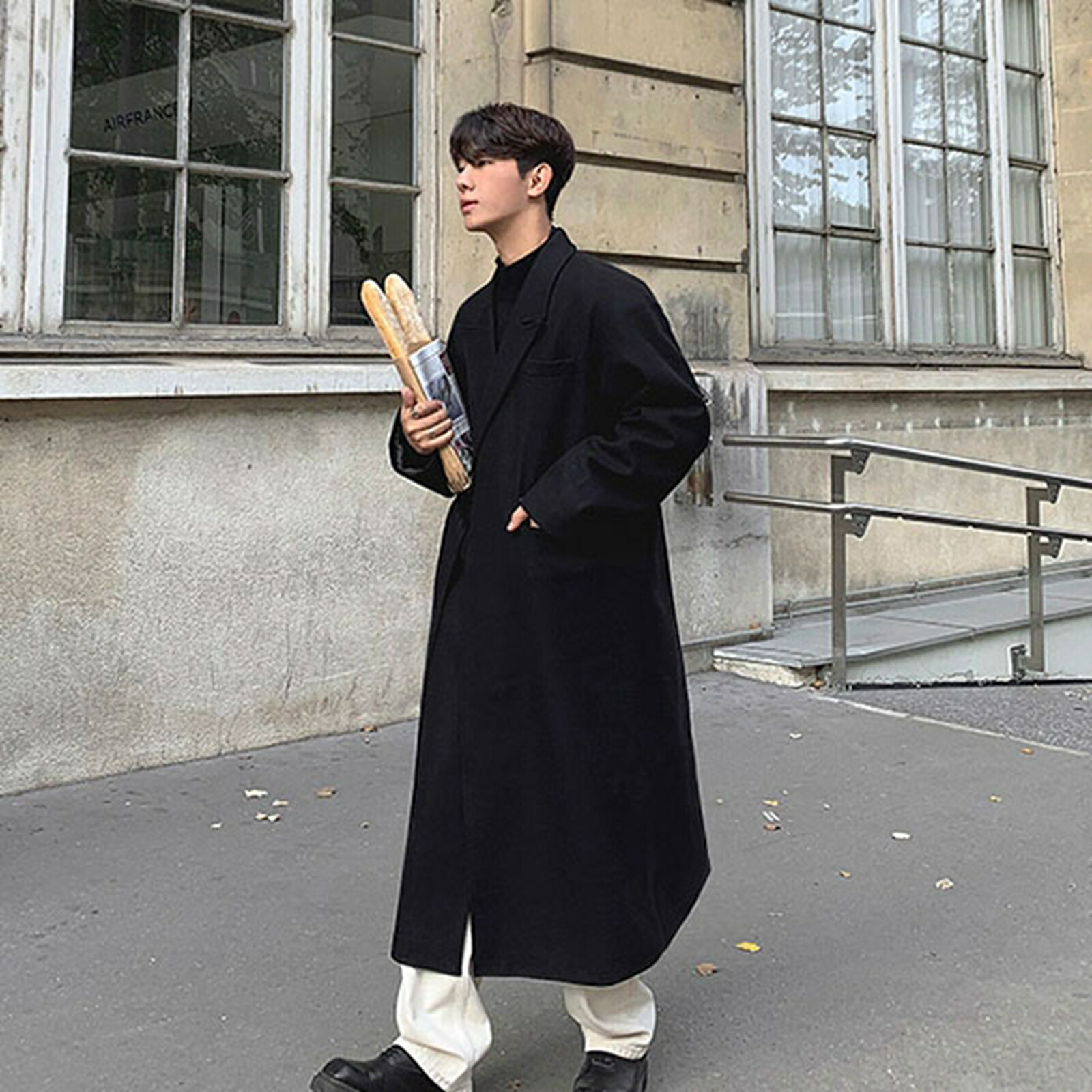 Ohotoro ダークブラウン ベルト付き チェスターコート ベルト付き