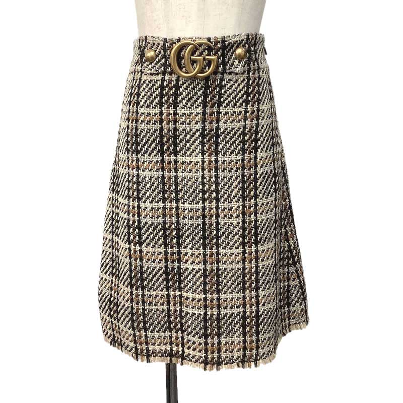 楽天市場】GUCCI グッチ スカート ウール ナイロン ツイード ベージュ