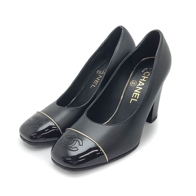 楽天市場】CHANEL シャネル パンプス レザー パテントレザー ブラック