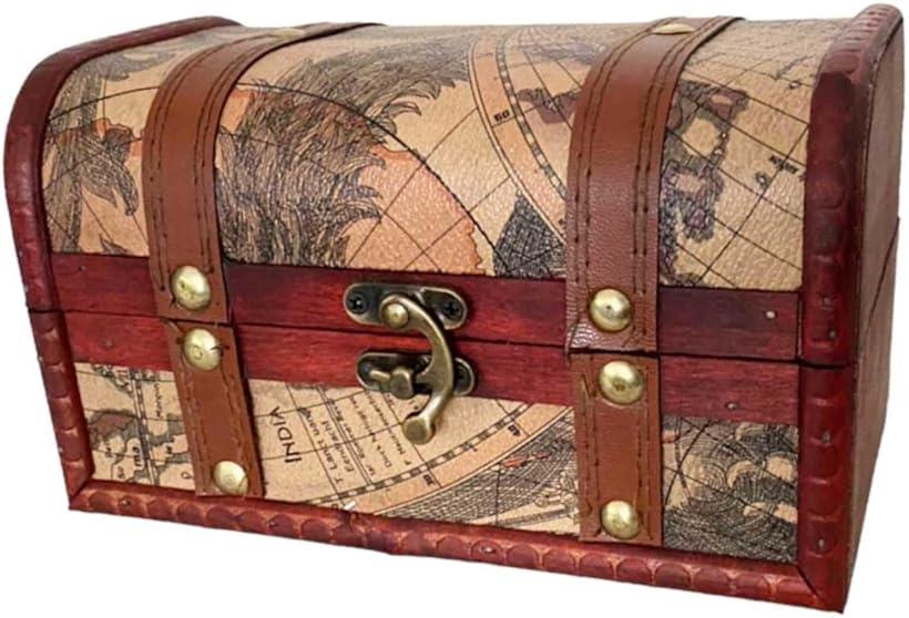アンティーク風 木製トランクボックス 宝箱風 収納ケース アンティーク