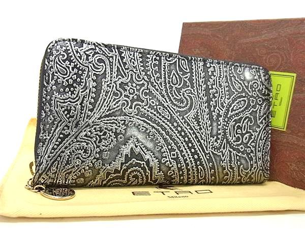 楽天市場】□美品□ ETRO エトロ レザー ペイズリー柄 ラウンド