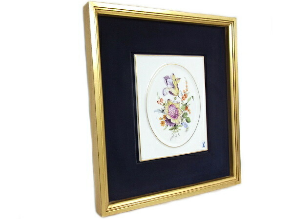 楽天市場】マイセン meissen 陶板画額縁付 花柄 ブーケ【中古品