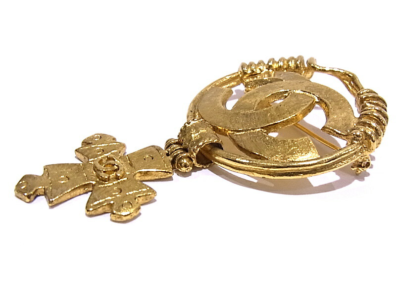 楽天市場】シャネル CHANEL ブローチ クロスゴールド ファッションココ