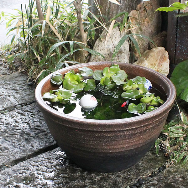 楽天市場】【38時間限定20%OFFクーポン配布中】14号窯肌千段水鉢