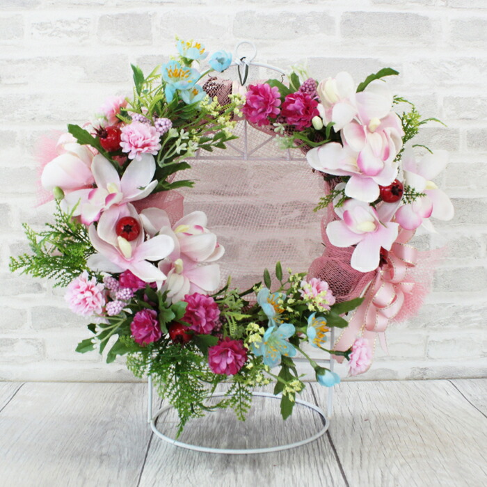 楽天市場】ランとミニマムのフラックス付リースのアレンジ 子宝祈願