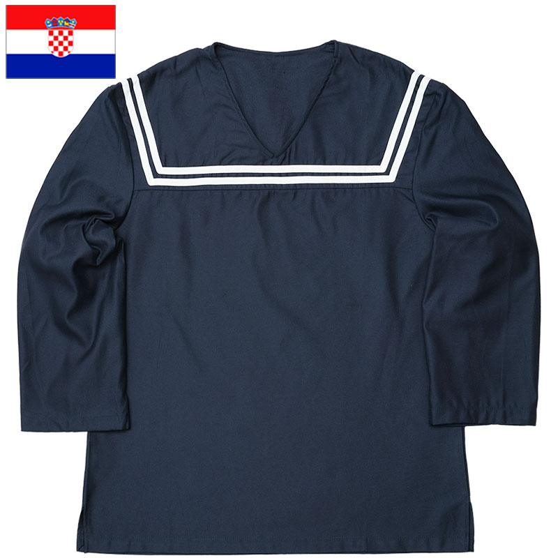 楽天市場】クロアチア軍 セーラーシャツ 長袖 ネイビー 白ライン