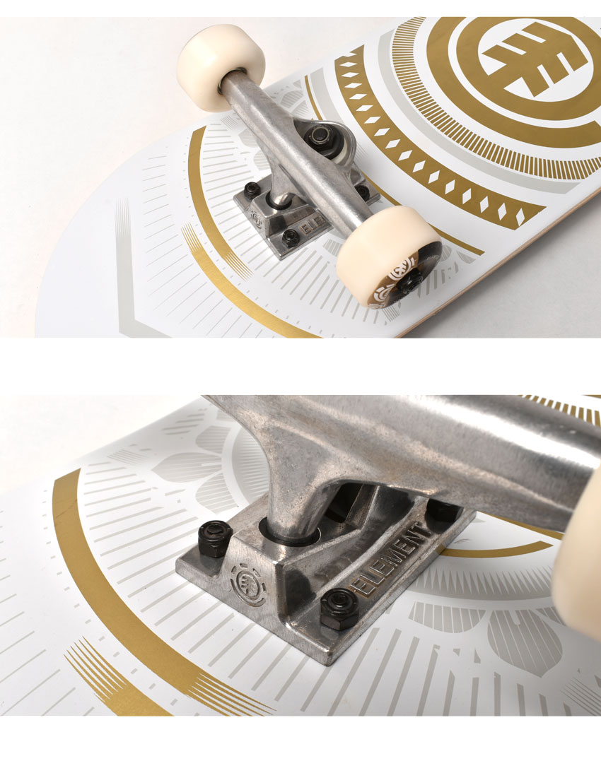 8インチ】 ELEMENT スケートボード コンプリート ホワイト/ゴールド