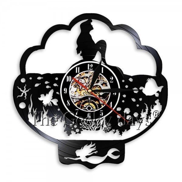 楽天市場】30cm レコード盤 壁掛け時計 リトルマーメイド アリエル