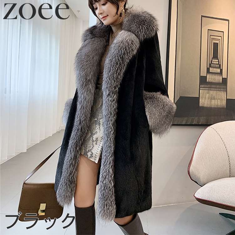 楽天市場】ミンクファーコート 9分袖 シルバーフォックスファー