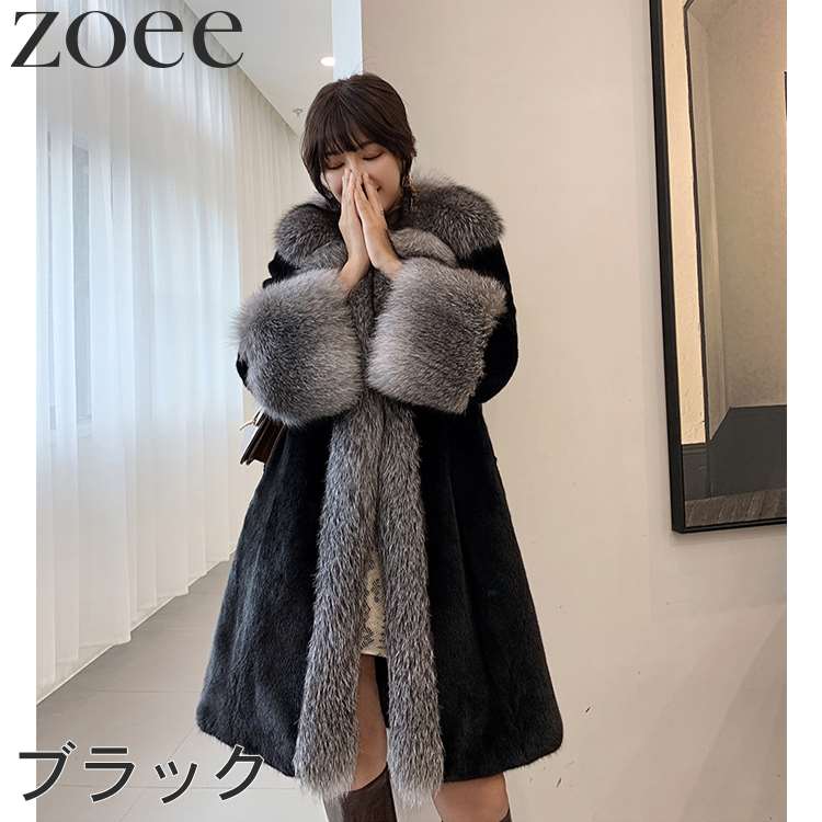 楽天市場】ミンクファーコート 9分袖 シルバーフォックスファー