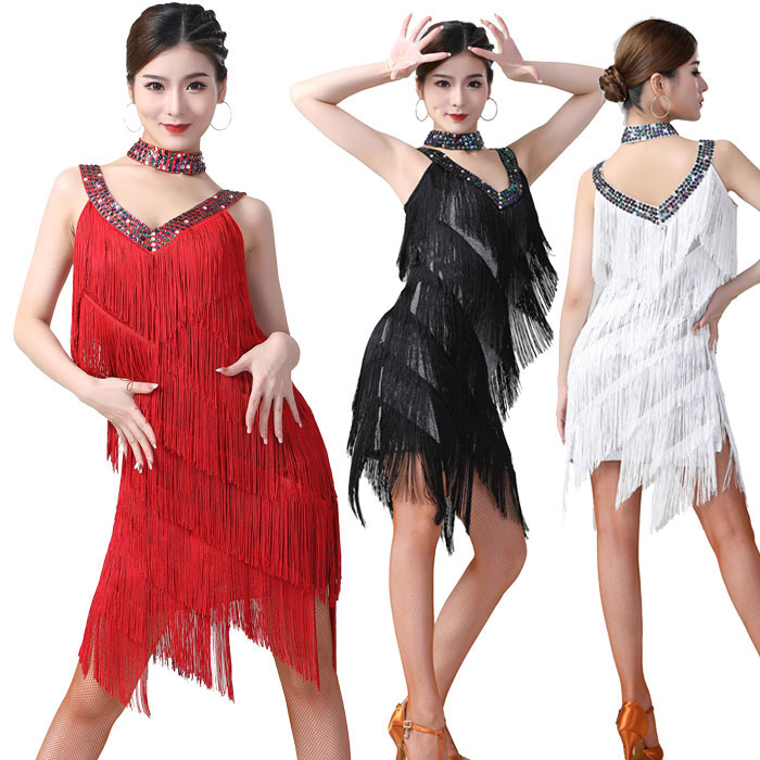 楽天市場】ラテンダンス フリンジ ワンピース スパンコール ダンス衣装