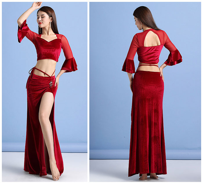 楽天市場】ダンス衣装 ベリーダンス セットアップ ベロア 秋冬