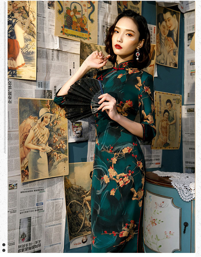 楽天市場】チャイナ ドレス ロング丈 7分袖 コスプレ 衣装 中華服 美