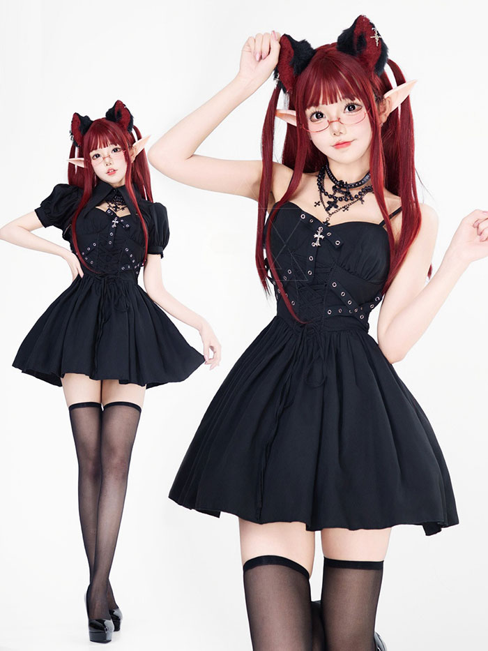 楽天市場】ワンピース ゴスロリ ワンピース 黒 ドレス 衣装 服